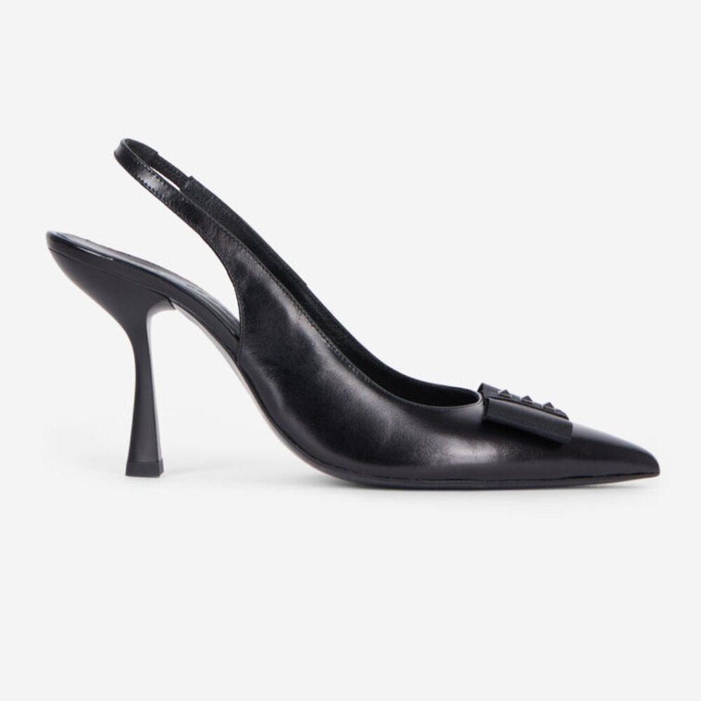 NIB The Kooples Black Leather Slingback Pumps 38 / 7